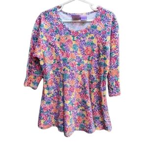 3/$15 Vintage girls 90's floral pink 3/4 sleeve top